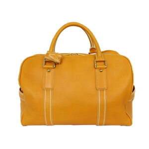 Louis Vuitton Leather Bag Carryall Chain Handbag Boston Key Yellow Travel
